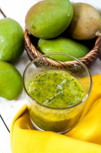 Mango, lime, and mint smoothie