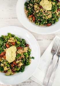 kale, quinoa, pea salad