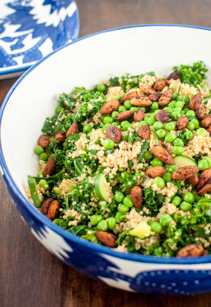 kale, quinoa, pea salad