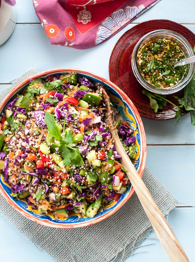 Quinoa and Edamame Asian Chopped Salad - The Passionate Vegan