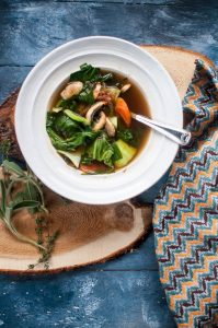 a bowl of 15 minute vegetable soup