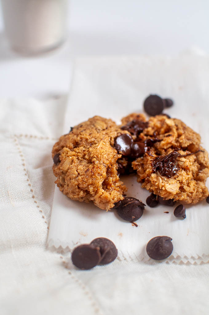 vegan, gf, chocolate chip peanut butter cookie